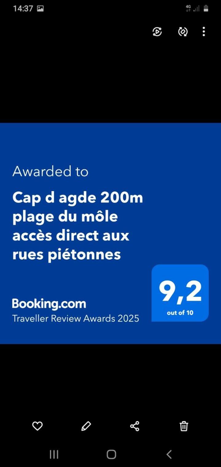 Cap D Agde 200M Plage Du Mole Acces Direct Aux Rues Pietonnes 外观 照片